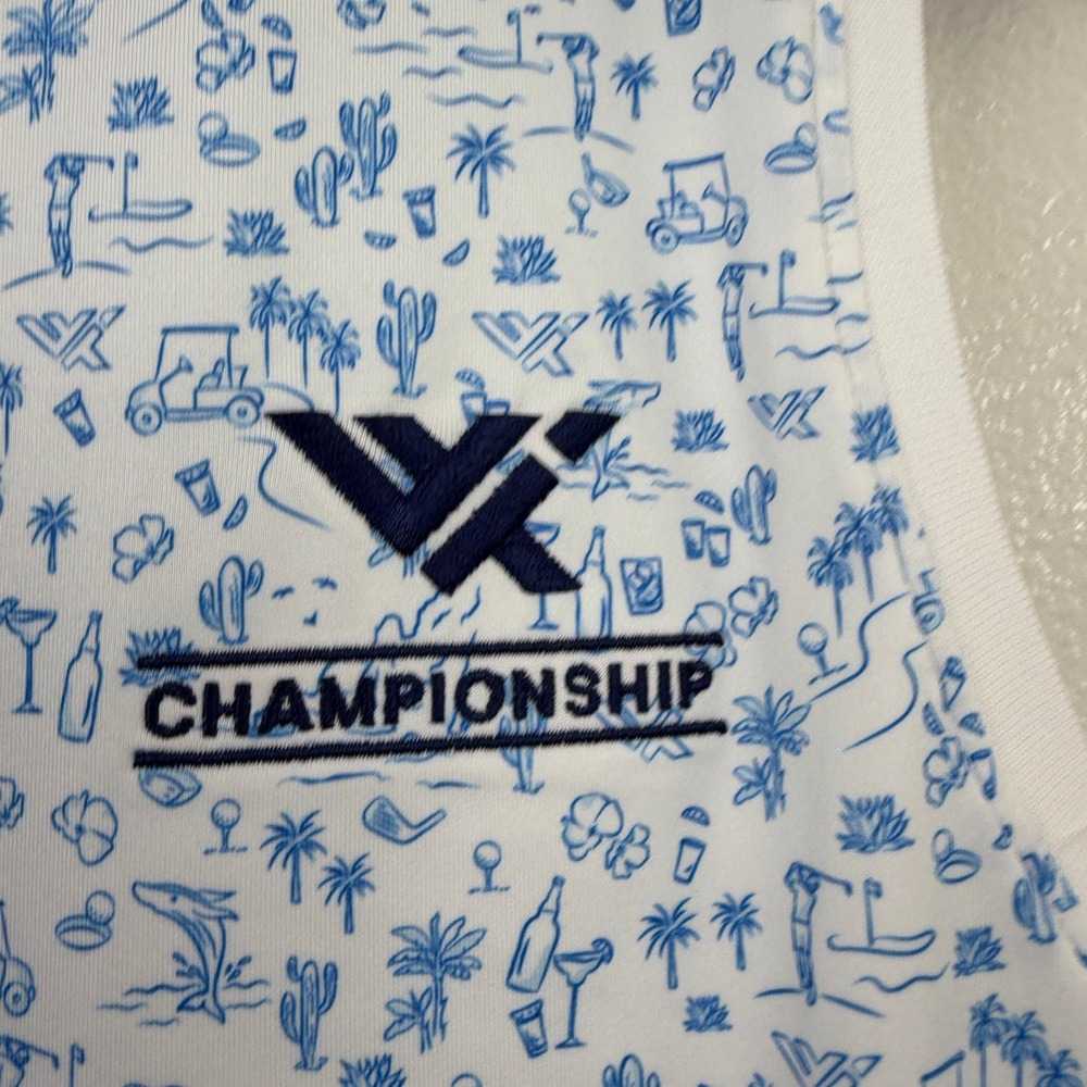 Peter Millar Polo Womens Medium White Blue Golf Championship Cacti Shirt NWT - Picture 3 of 12